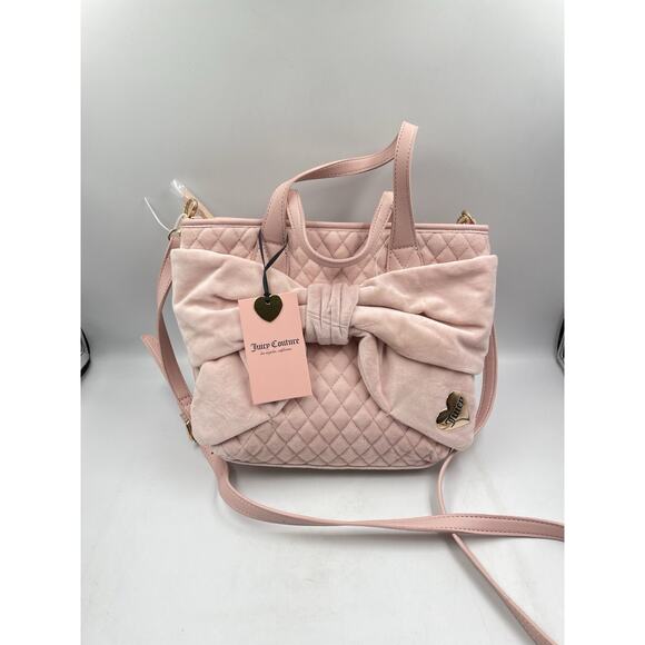 NWT Juicy Couture Pink Diamond Tied With A Bow Mini Tote Light Pink Handbag 🎀 - Picture 7 of 13